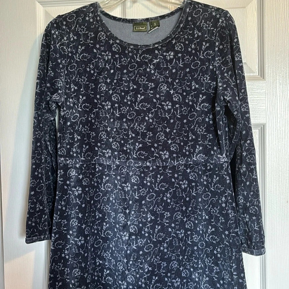 L.L. Bean women’s blue long sleeve velour maxi dress size small petite - Picture 1 of 9